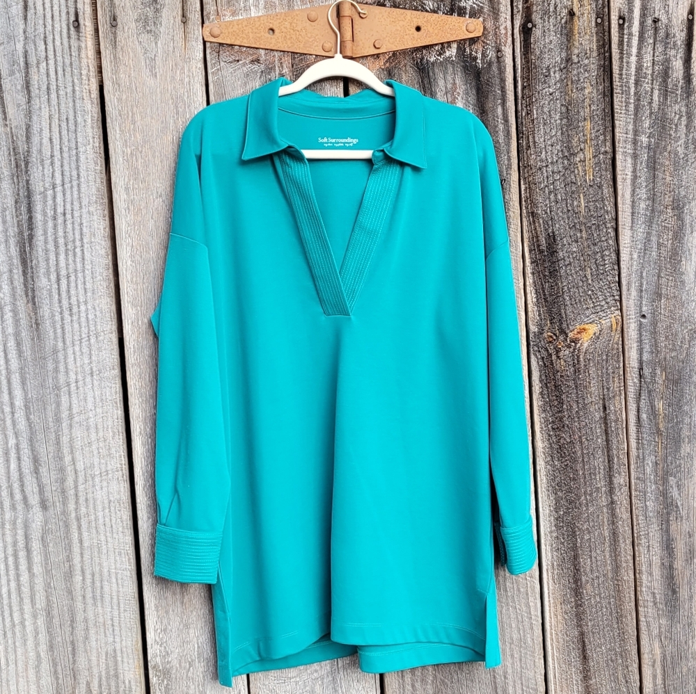 Soft Surroundings Split Neck Tunic Blouse - image 1